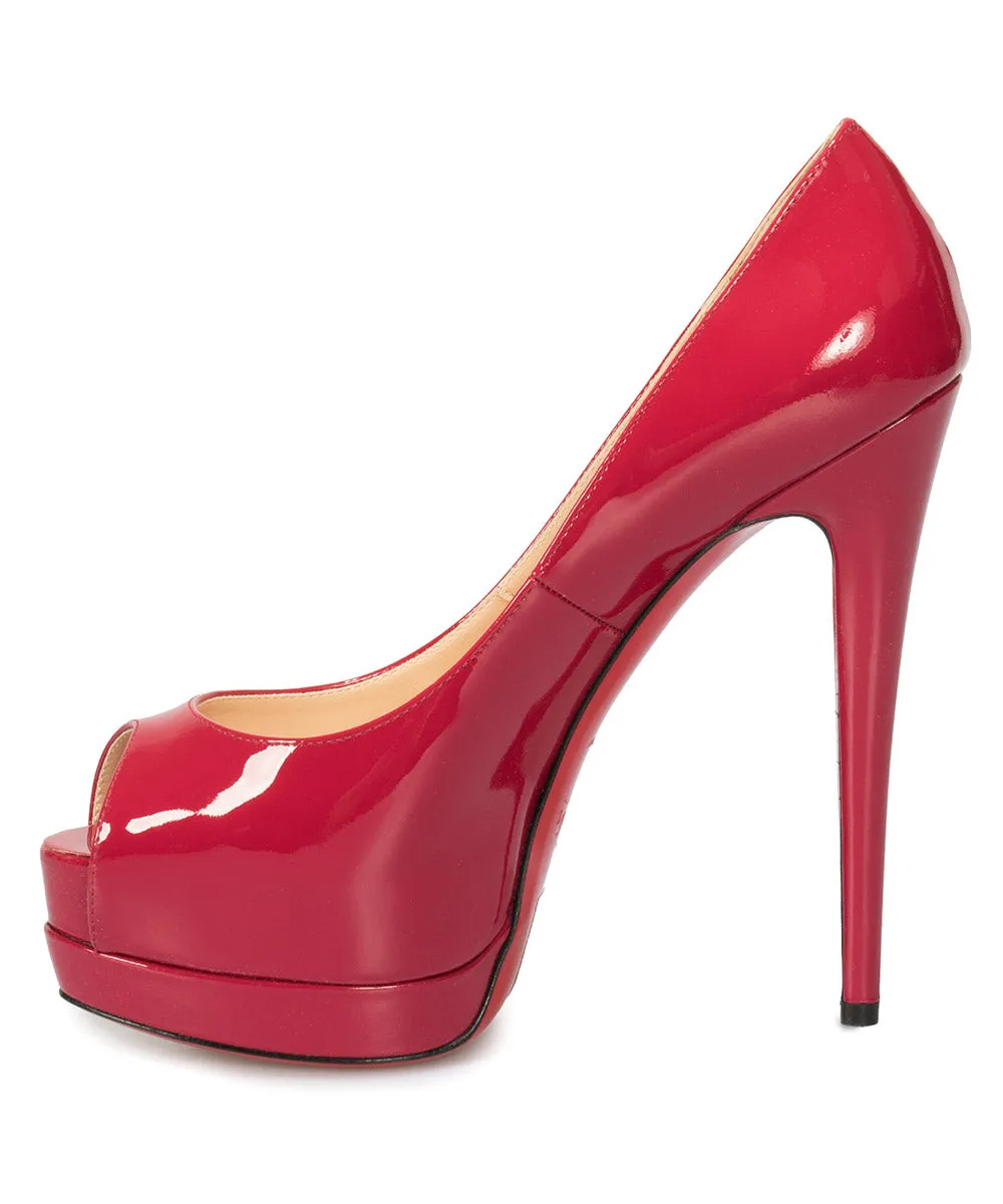 Christian Louboutin Palais Royal Red Bisou Patent Leather 120mm Platform Pump