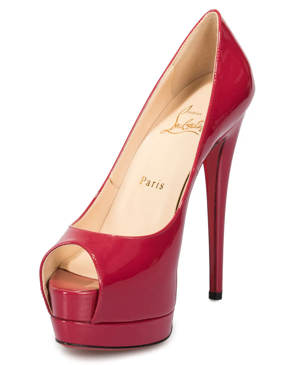 Christian Louboutin Palais Royal Red Bisou Patent Leather 120mm Platform Pump