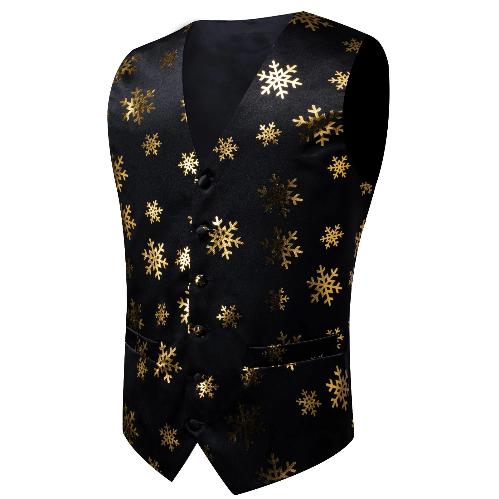 Christmas Black Snowflake Novelty Splicing Jacquard Men's Vest