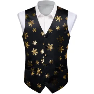 Christmas Black Snowflake Novelty Splicing Jacquard Men's Vest