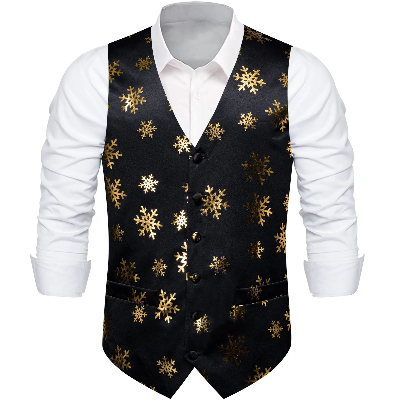 Christmas Black Snowflake Novelty Splicing Jacquard Men's Vest