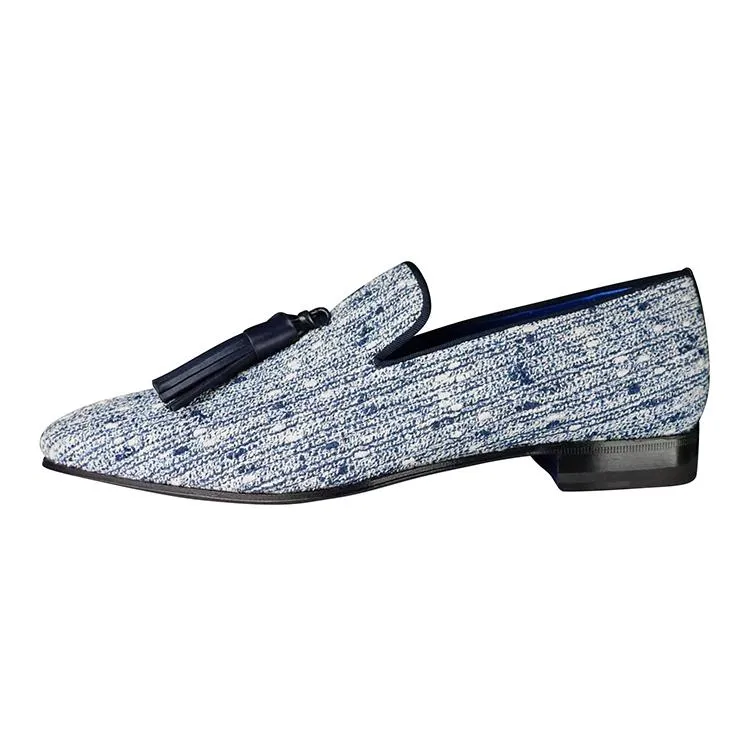 Cobalt Tweed Legare Tassel Loafer