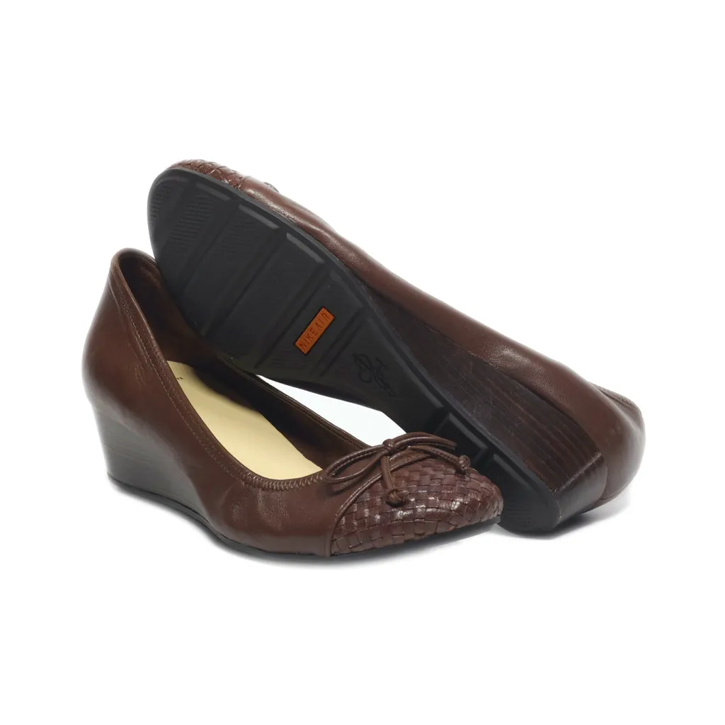 Cole Haan Wedge Shoes Leather Brown Colour For Women