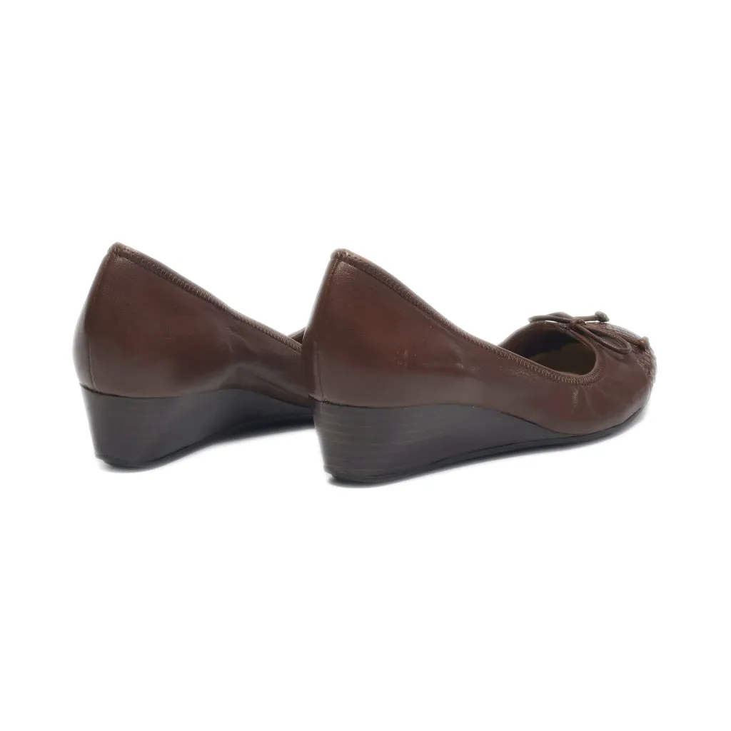 Cole Haan Wedge Shoes Leather Brown Colour For Women