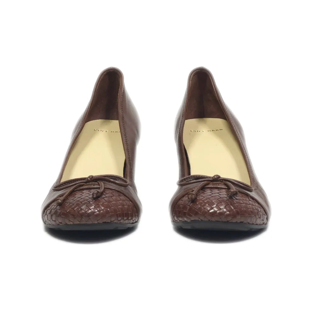 Cole Haan Wedge Shoes Leather Brown Colour For Women