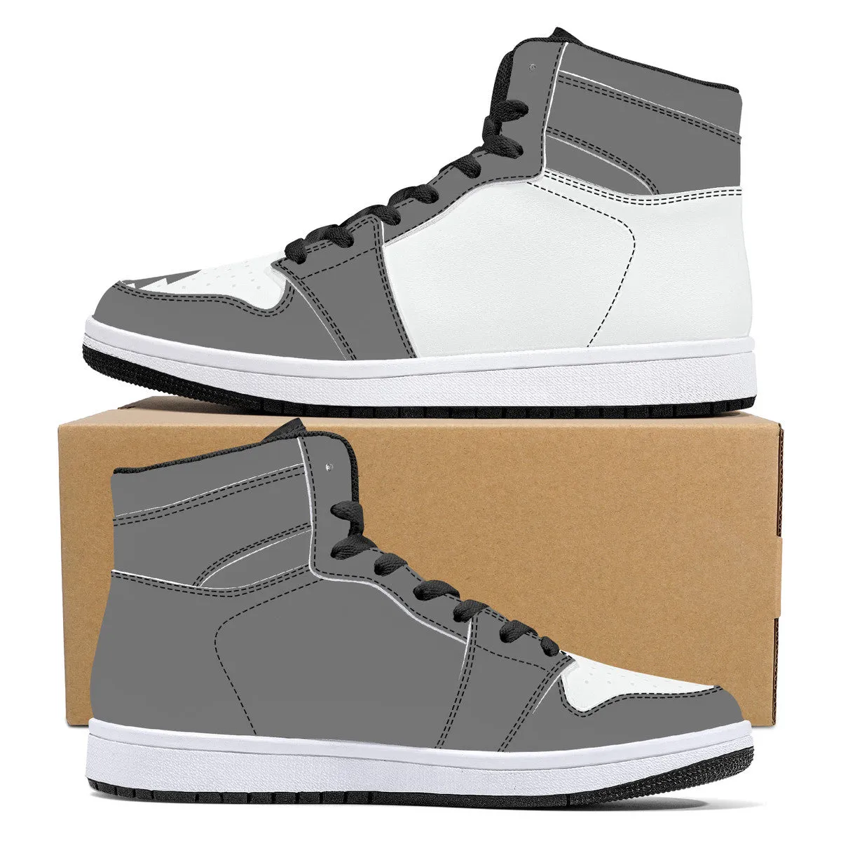 Create Your Own - High Top Synthetic Leather Sneakers - Black