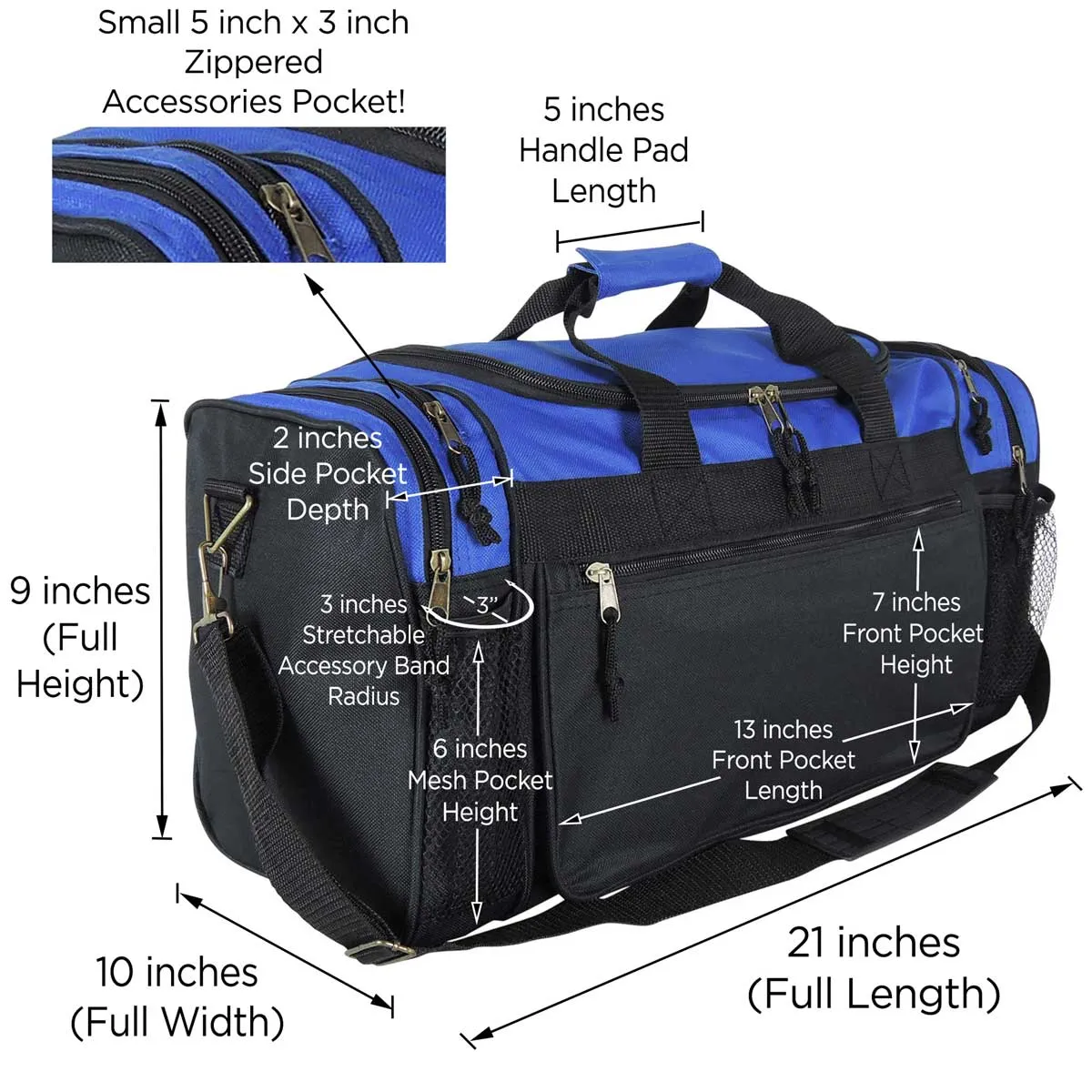 Dalix 20" Sports Duffel Bag with Mesh and Valuables Pockets