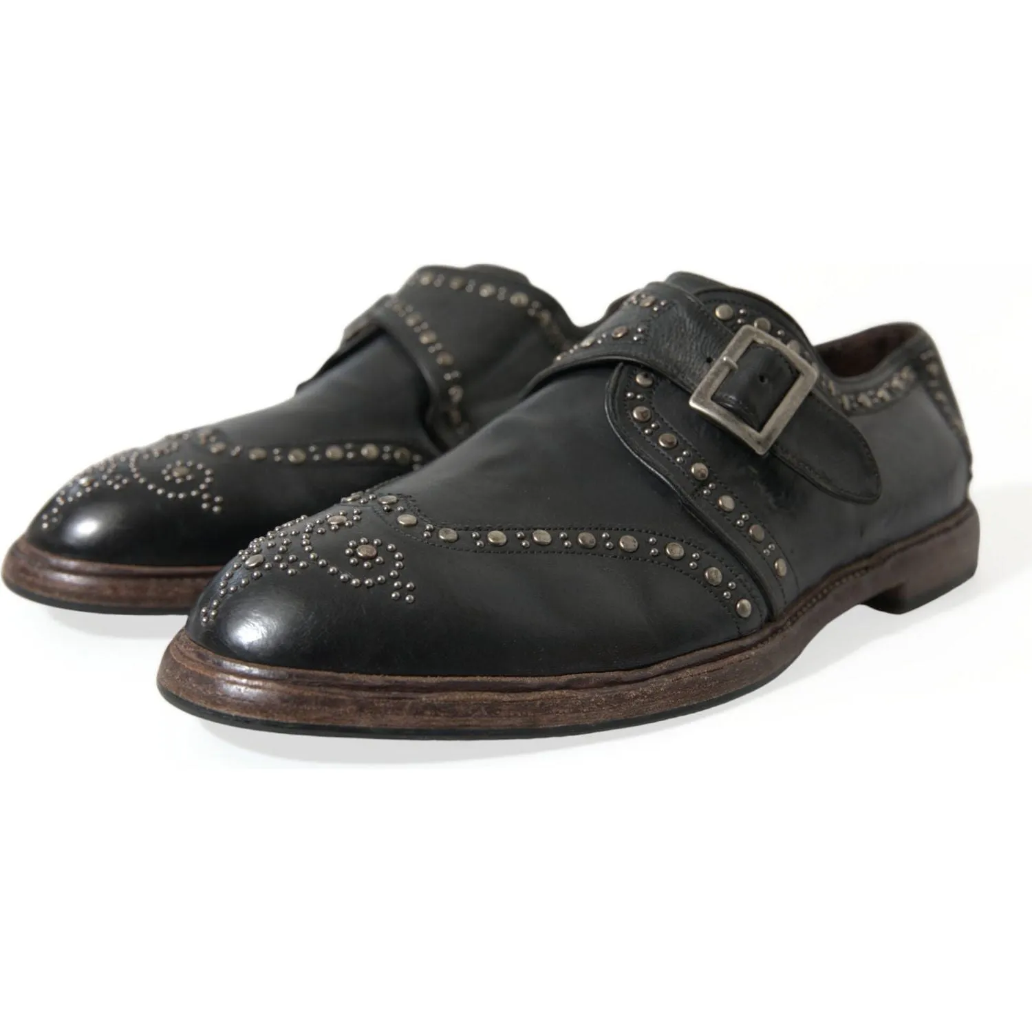 Dolce & Gabbana Elegant Calfskin Leather Monk Straps