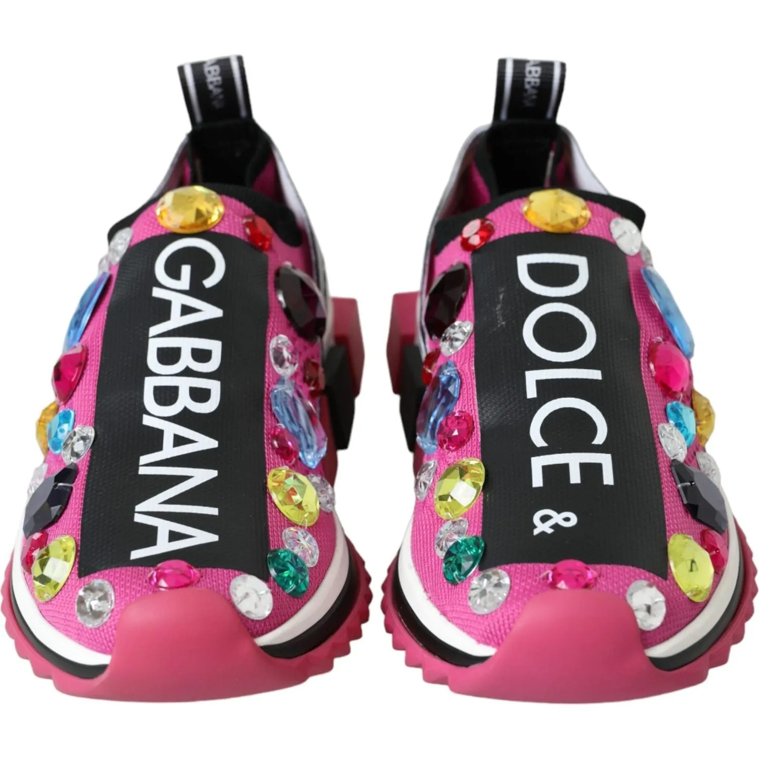 Dolce & Gabbana Pink Sorrento Crystals Sneakers Shoes