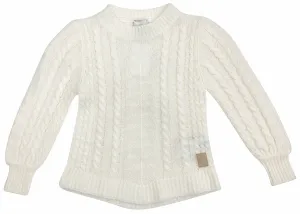 Eleventy Kids Cable Knit Sweater in Cream