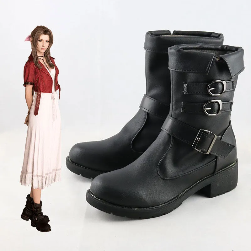 FinFinal Fantasy VII Remake FF7 Aerith Gainsborough Black Cosplay Shoes