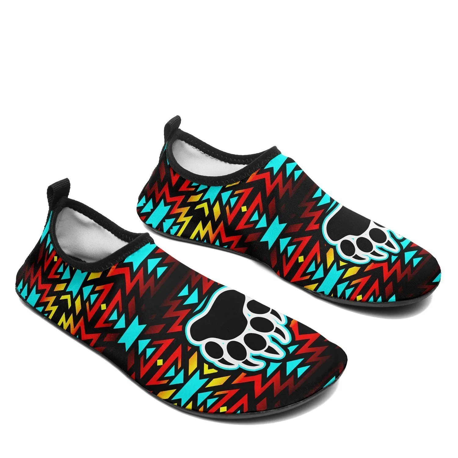 Fire Colors and Turquoise Bearpaw Sockamoccs Kid's Sockamoccs Slip On Shoes