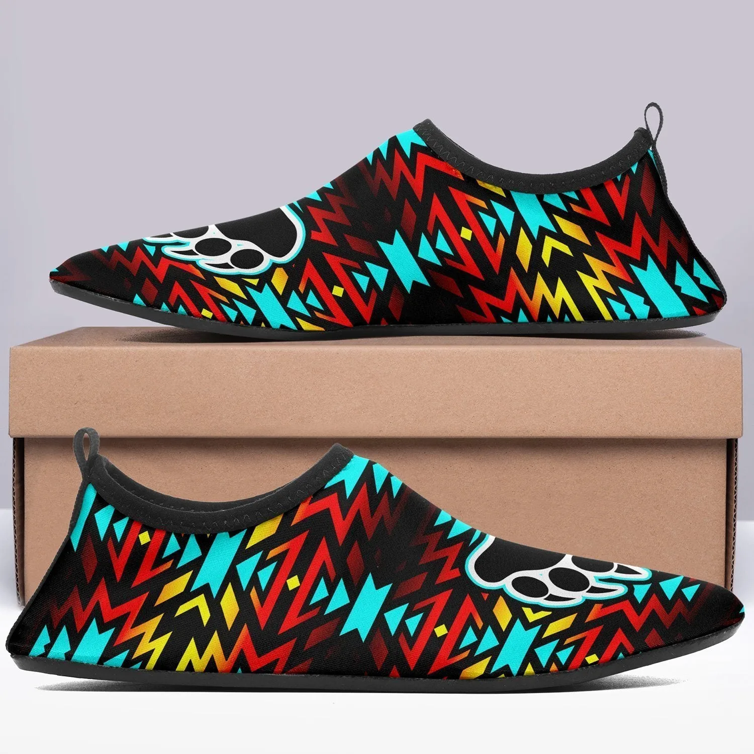 Fire Colors and Turquoise Bearpaw Sockamoccs Kid's Sockamoccs Slip On Shoes