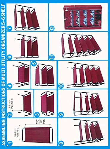 FLIPZON Premium 5-Tiers Shoe Rack/Multipurpose Storage Rack with Dustproof Cover (Iron Pipes, Non Woven Fabric, Plastic Connector) (Maroon)