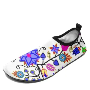 Floral Beadwork Seven Clans White Sockamoccs Kid's Sockamoccs Slip On Shoes