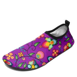 Floral Bounty Purple Kid's Sockamoccs Slip On Shoes