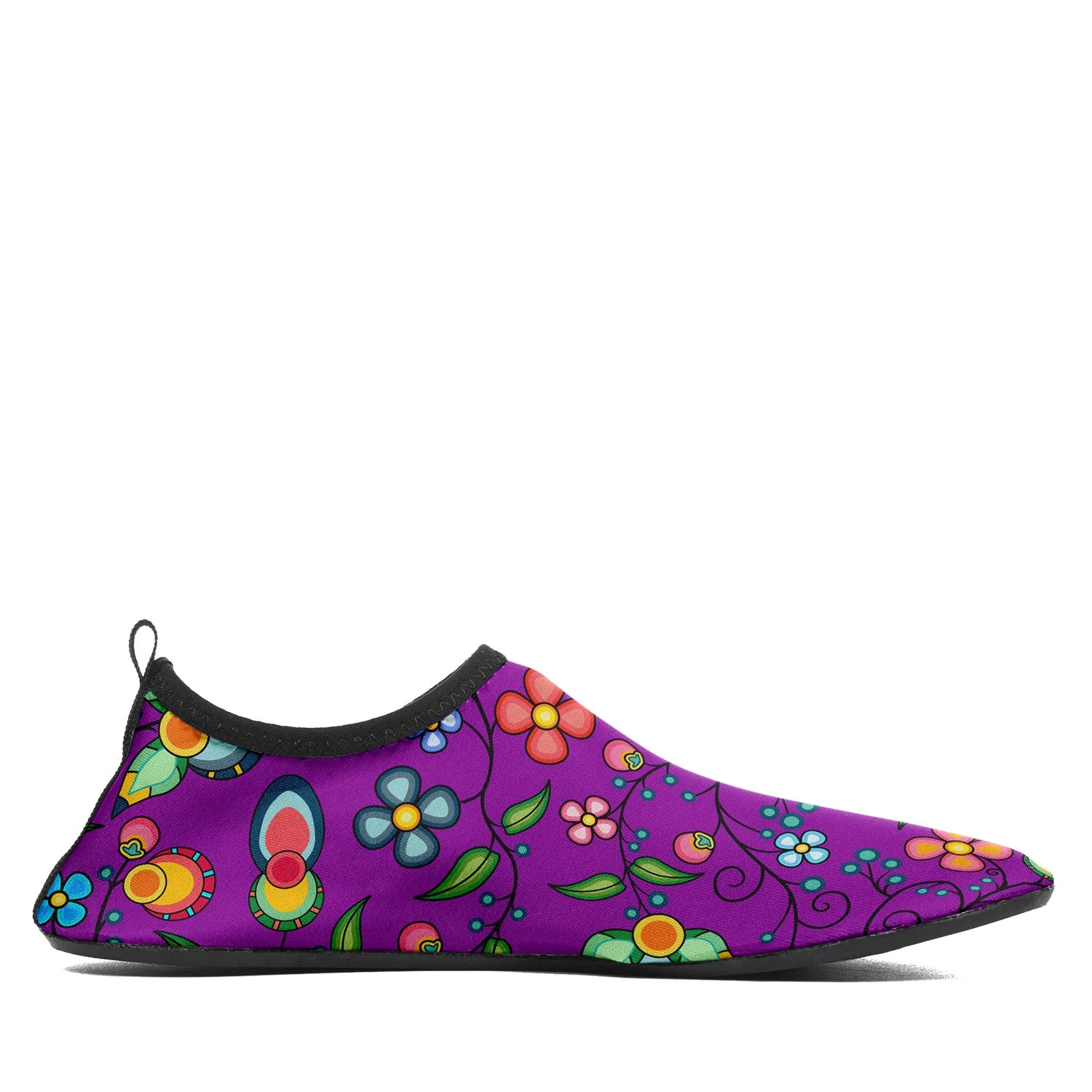 Floral Bounty Purple Kid's Sockamoccs Slip On Shoes