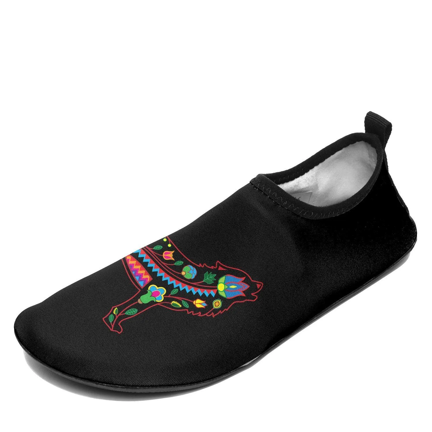 Floral Wolf Sockamoccs Kid's Sockamoccs Slip On Shoes