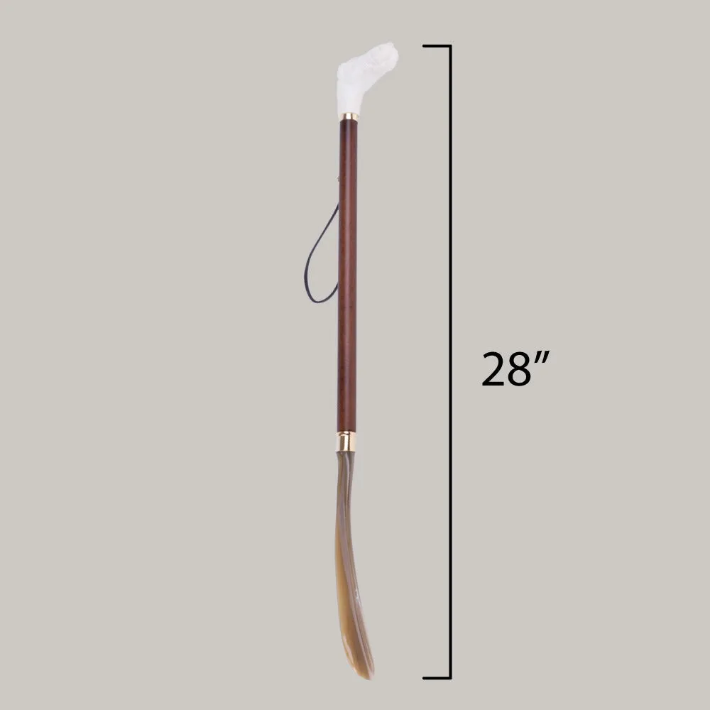 FootFitter Deluxe 28" Long Shoe Horn with Ivory Style Airedale Dog Handle