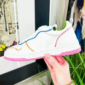 Gadol Style 1 Sneaker - Pink/Blue/Yellow Stitching