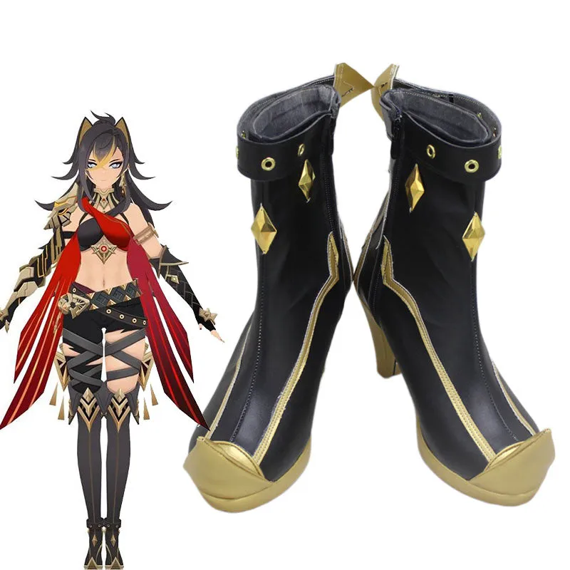 Genshin Impact Dehya Black Cosplay Shoes