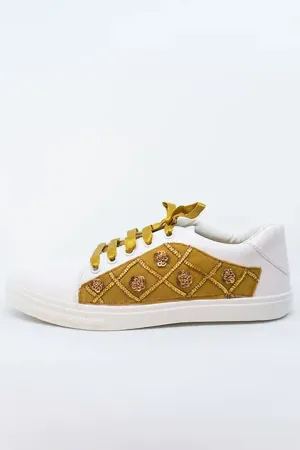 Golden Embroidered Sneakers