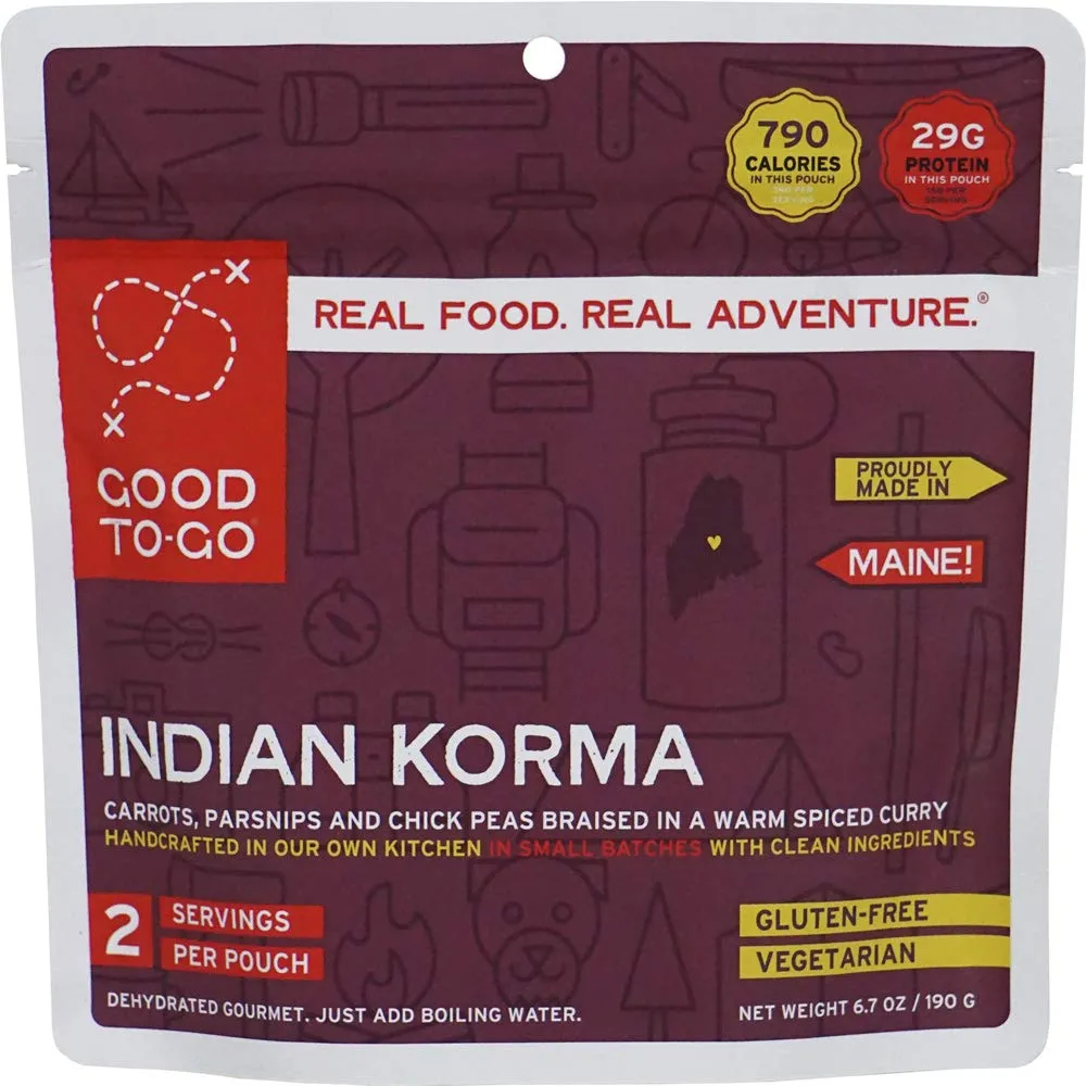 Good to-Go Dehydrated Indian Korma - Double Serving Pouch