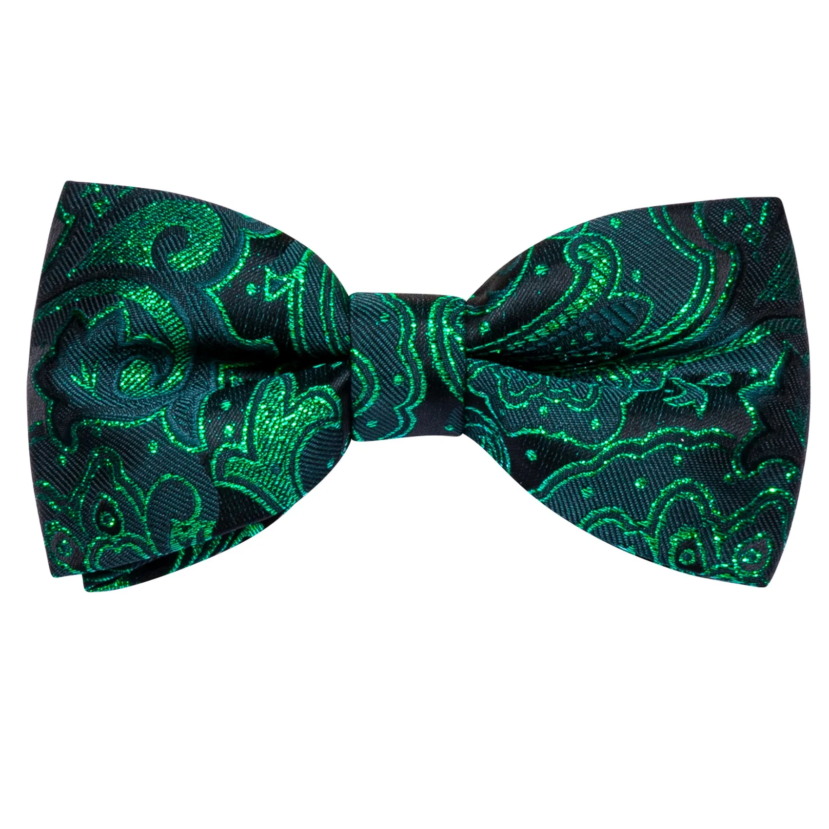 Green Black Floral Silk Men's Vest Bow Tie Handkerchief Cufflinks Set Waistcoat Suit Set