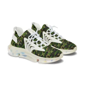 Green Camo Mesh Sneakers, Best Military Army Camo Print Mesh Sneakers For Women (US Size: 5.5-12)