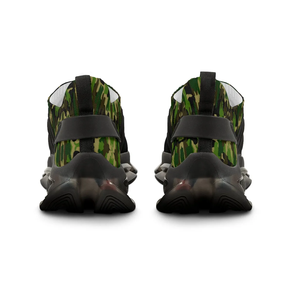 Green Camo Print Men's Shoes, Green Camouflaged Army Print Comfy Men's Mesh Sports Sneakers