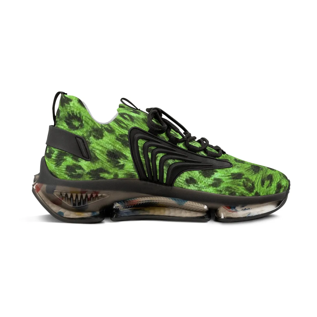 Green Leopard Print Men's Shoes, Best Leopard Animal Print Comfy Men's Mesh Sports Sneakers