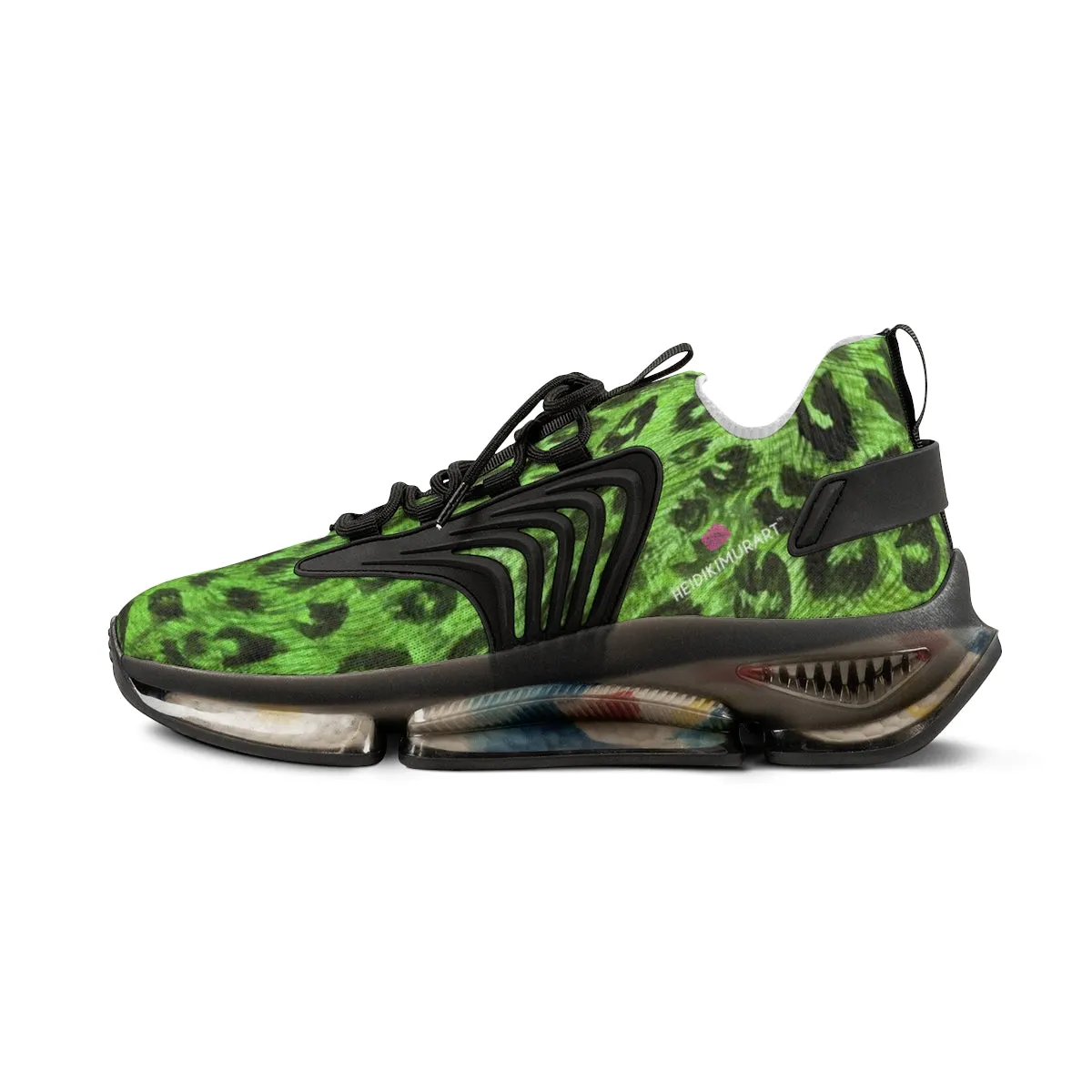 Green Leopard Print Men's Shoes, Best Leopard Animal Print Comfy Men's Mesh Sports Sneakers