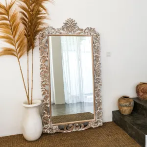 Hand Carved Mirror "Uluwatu" Antic-wash - 180 cm