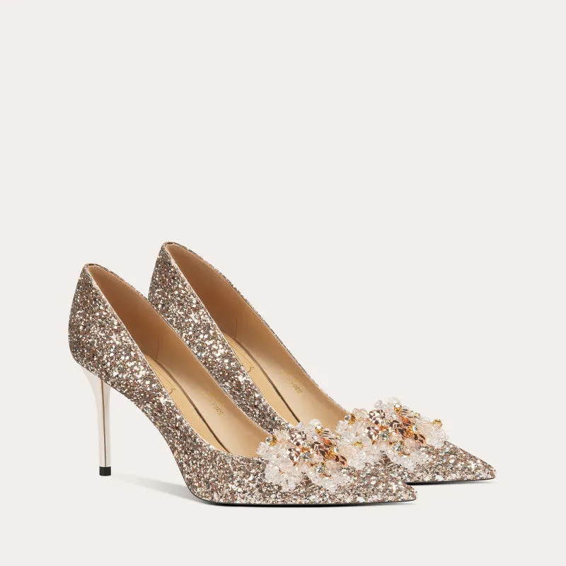 High Heels Point Toe Wedding Shoes with Diamonds