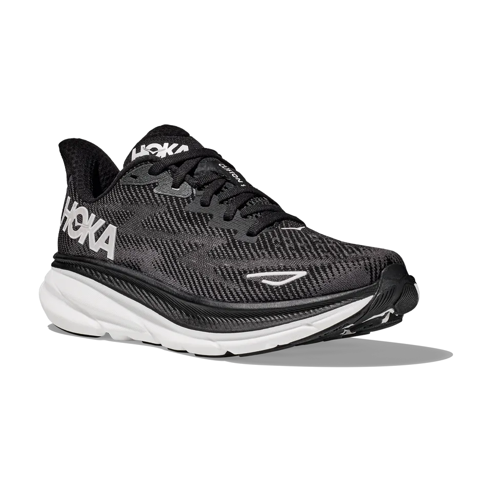 HOKA Men's Clifton 9 Wide Black/White