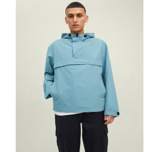 Jack Jones Mens Jacket Anorak Pullover Jacket Teal Casual Drawcord Jacket