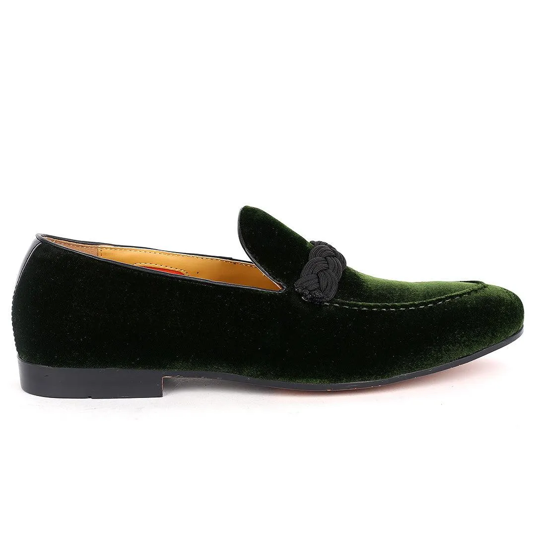 John Foster Twisted Woven Strap Green Suede Leather Men's Shoe