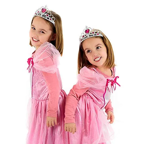 Kicko Tiaras with Pink Heart Stones - 12 Adjustable Pieces - for Kids, Girls, Women