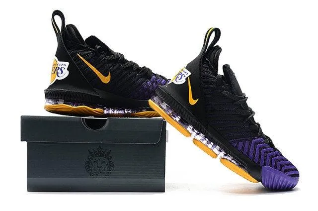 LeBron 16 King Lakers Black Gold Purple Men's Basketball Shoes