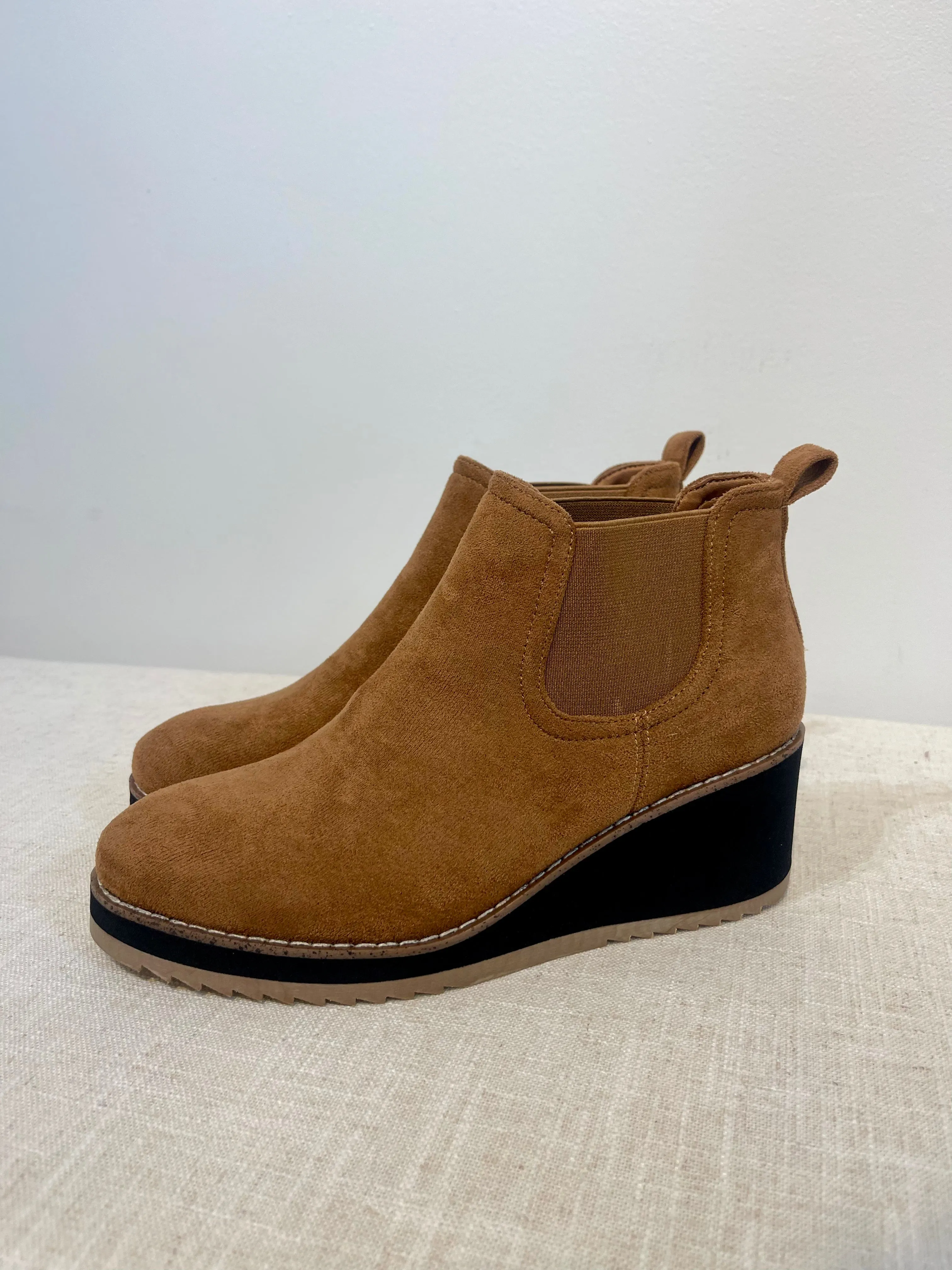 Love You A Latte, Faux Suede Bootie by Corkys