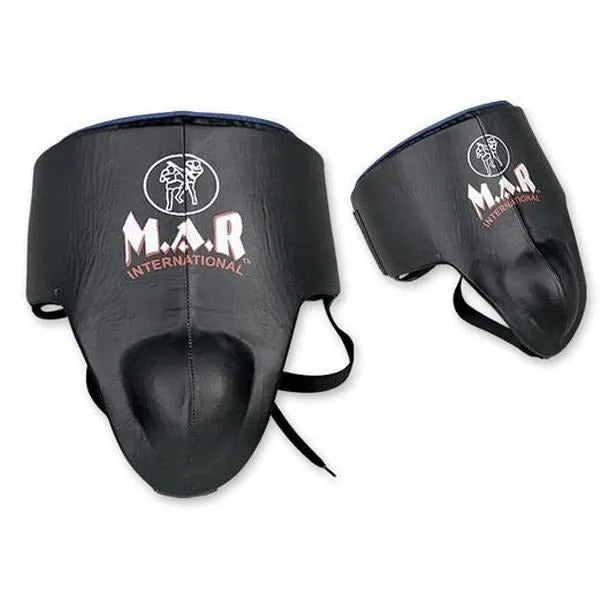 MAR-214 | Black Pro Leather Groin Guard for Boxing