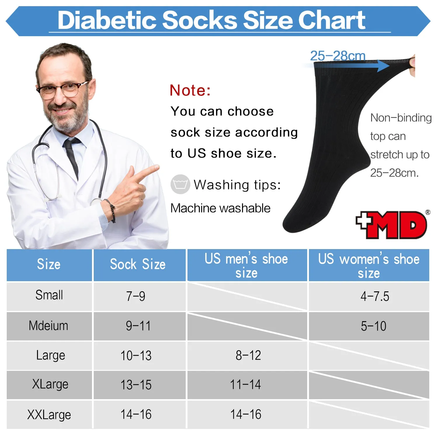 MD Cotton Non-Binding Unisex Circulatory Crew Socks