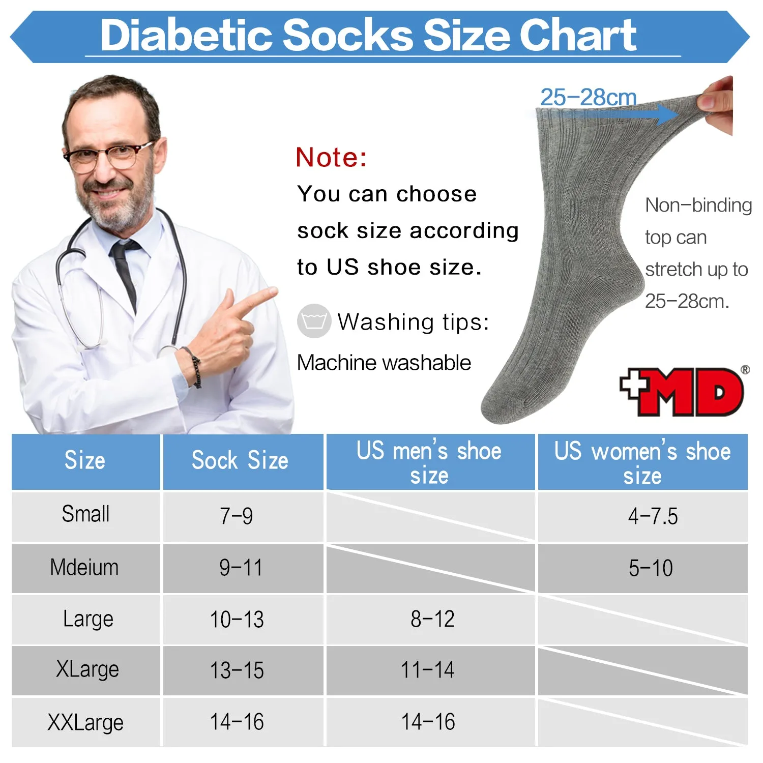 MD Cotton Non-Binding Unisex Circulatory Crew Socks