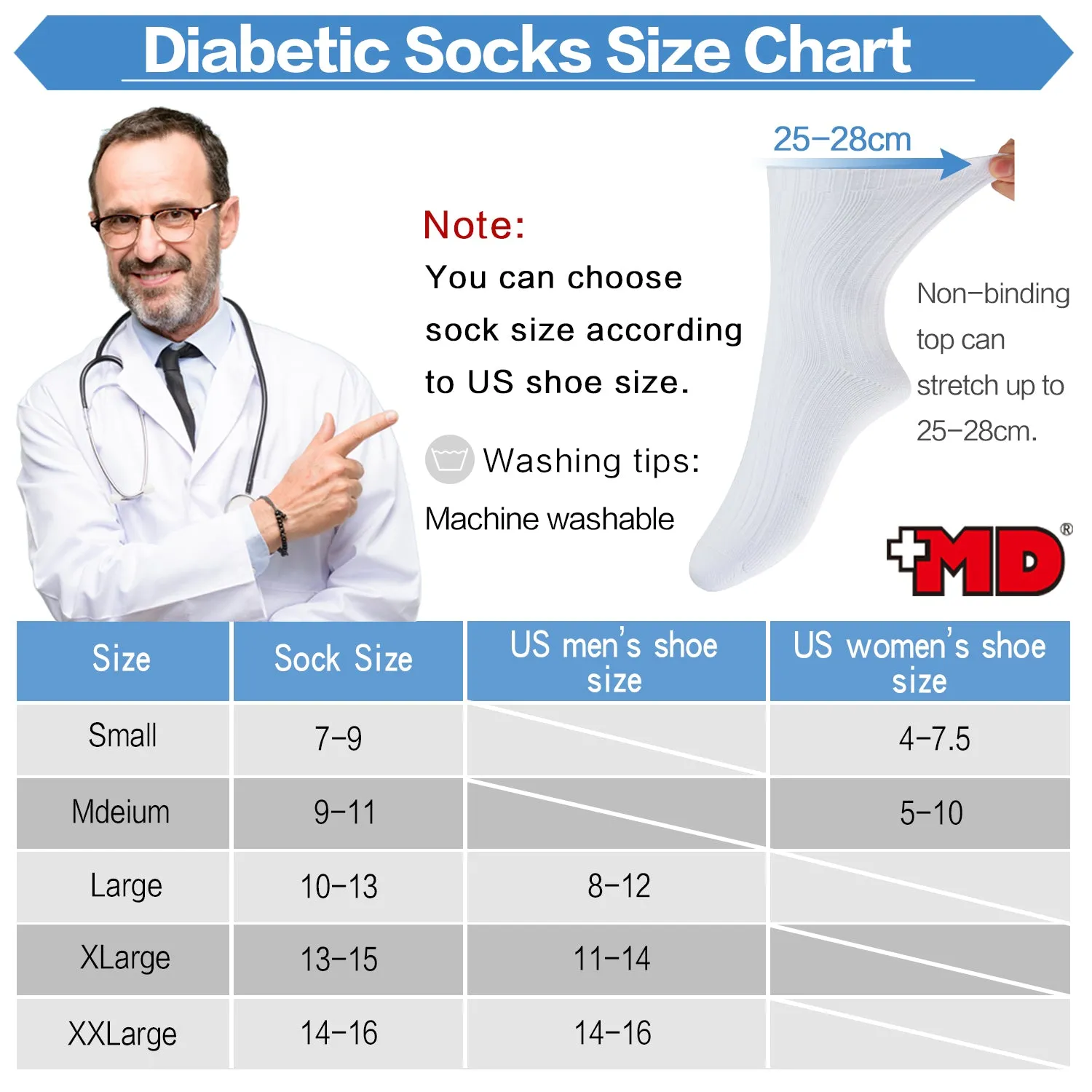 MD Cotton Non-Binding Unisex Circulatory Crew Socks