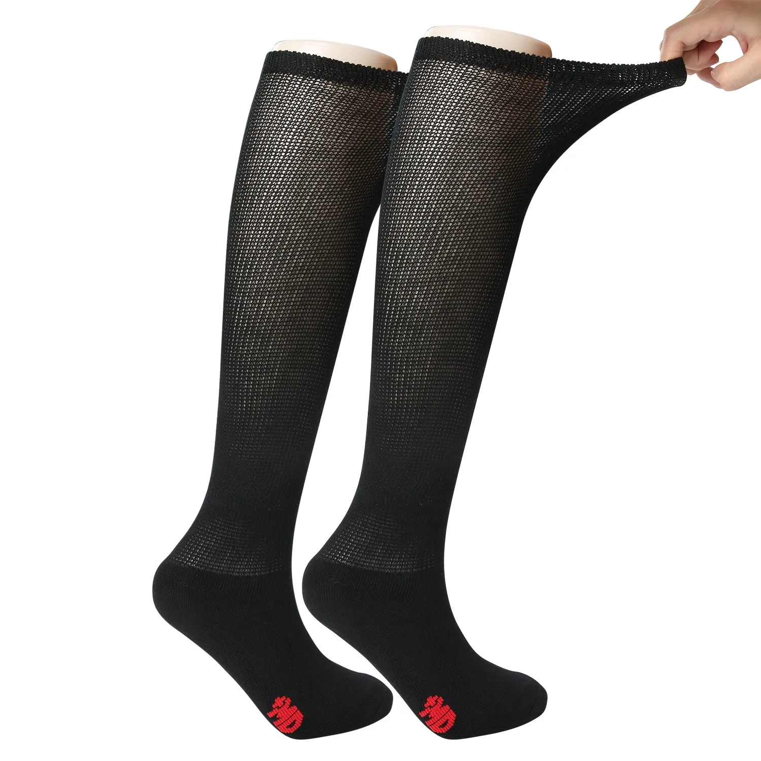 MD Extra Wide Non Binding Bamboo Over The Knee Socks With Cushioned Sole (2 Pairs)