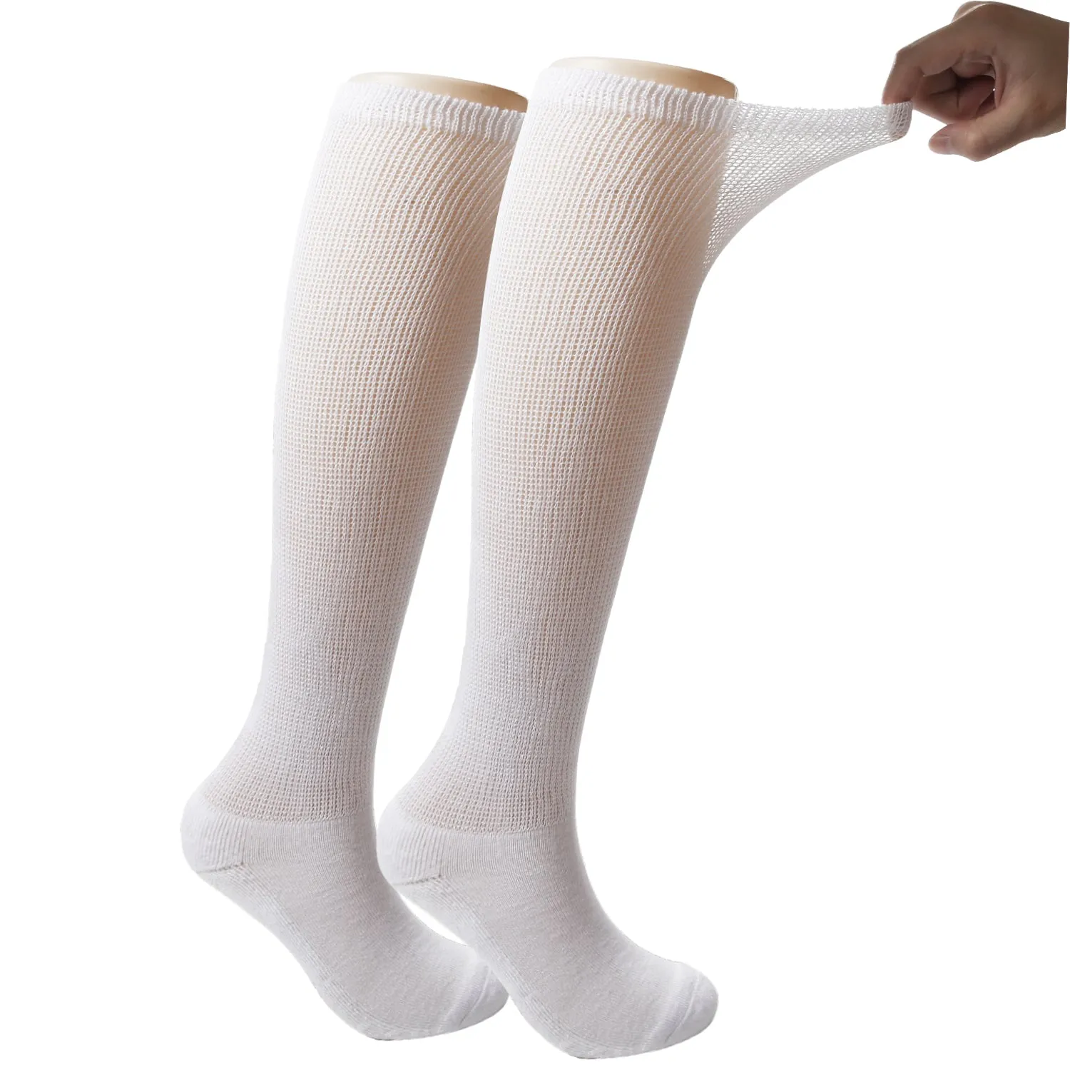 MD Extra Wide Non Binding Bamboo Over The Knee Socks With Cushioned Sole (2 Pairs)