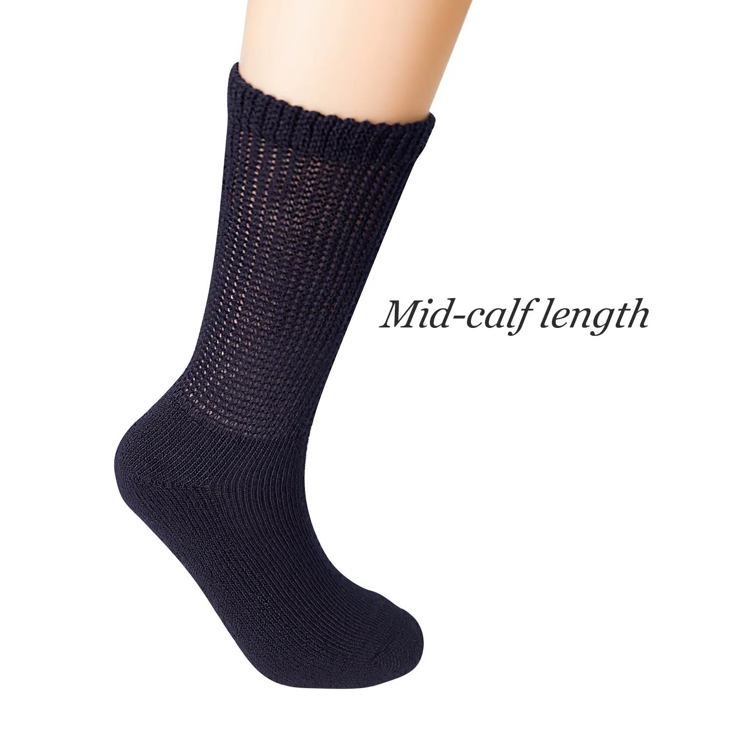 MD Polyester Non-Binding Half Cusioned Crew Socks Loose Fit