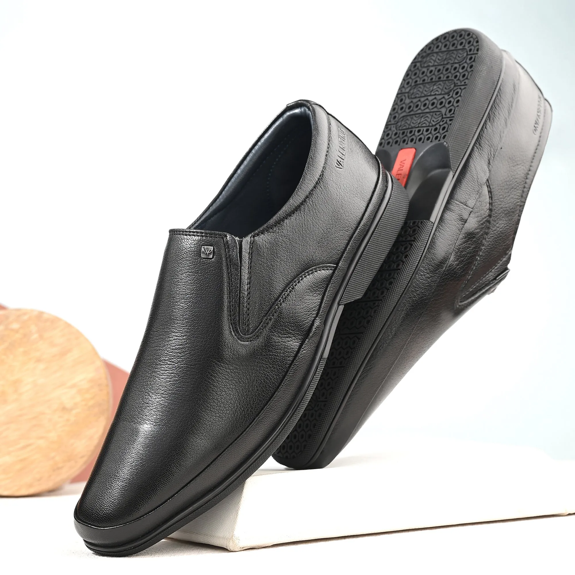 Men Premium Leather Black Slip-On Formal Shoes (Port-02)