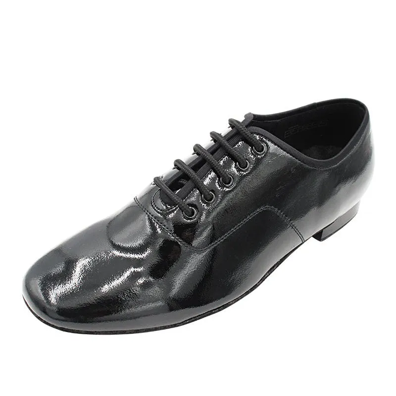 Men's 2cm Black Patent Leather Heels Ballroom Dance Shoes