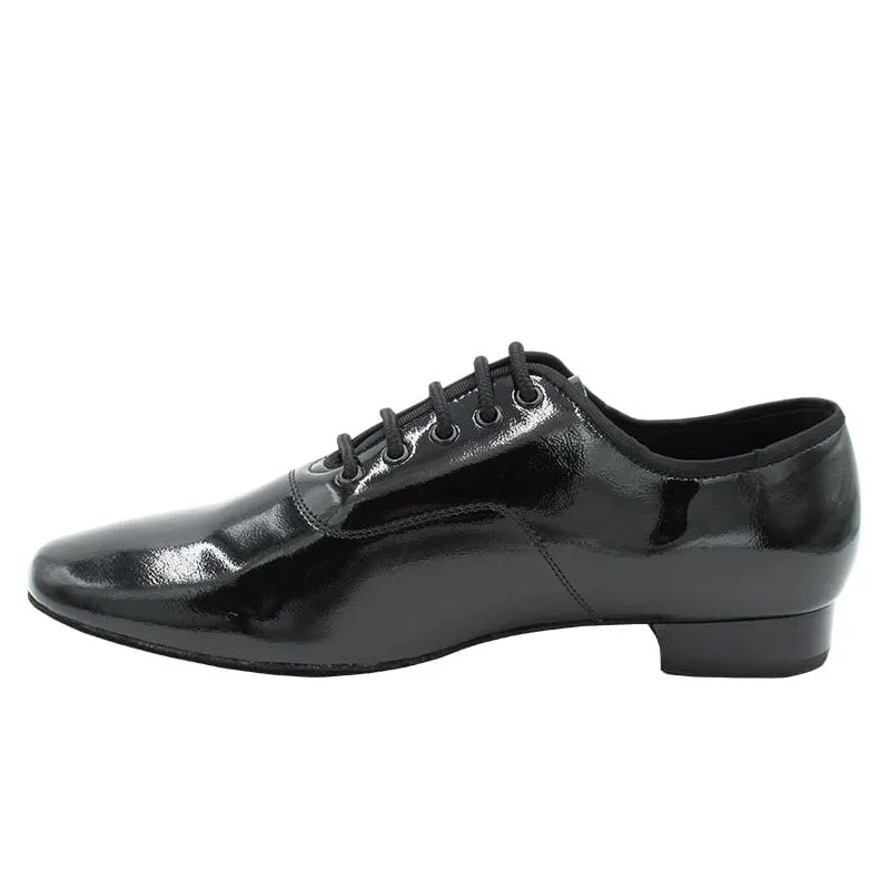 Men's 2cm Black Patent Leather Heels Ballroom Dance Shoes